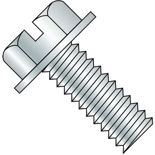 5/16-18X4 Slotted Indented Hex Washer Head Machine Screw Fully Threaded Zinc, Pkg of 200 Bargain
