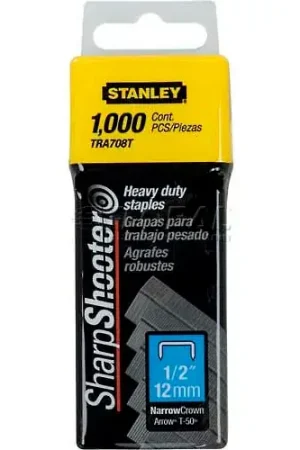 Best Choice Stanley TRA708T Heavy-Duty Narrow Crown Staples 1/2", 1,000 Pack