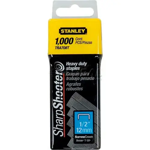 Best Choice Stanley TRA708T Heavy-Duty Narrow Crown Staples 1/2", 1,000 Pack