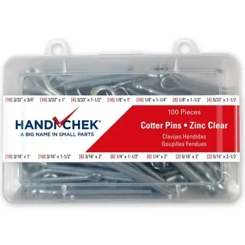 Cotter Pin Assortment Carbon Steel Zinc Clear 100 Piece Handi-Chek Version Deal