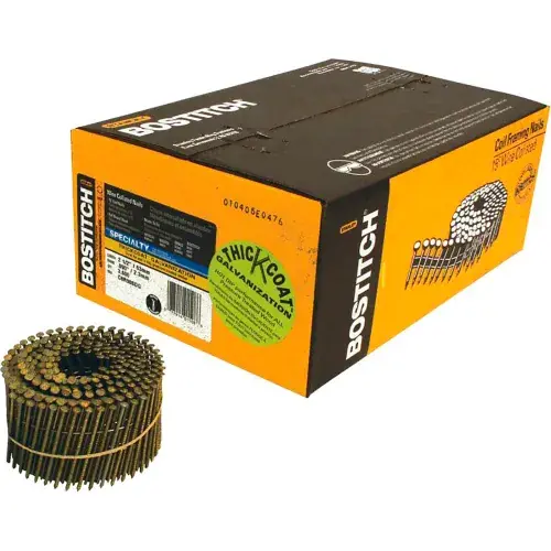Bostitch 2-1/2" x .092 Ring Shank 15 Degree Coil Siding Nails, Stainless, 3600/Qty Sale