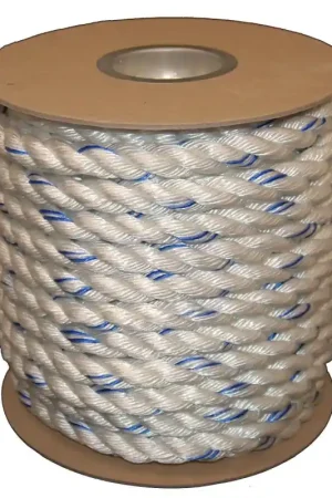 [1 PC] Combo Safety Rope White w/ Blue Tracer 600‘ Free Returns