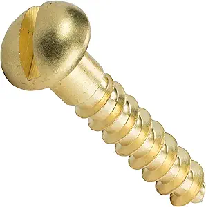 6 X 1-1/4" Wood Screws Slotted Drive Round Head Brass (100 / Pkg.) Limited Offer