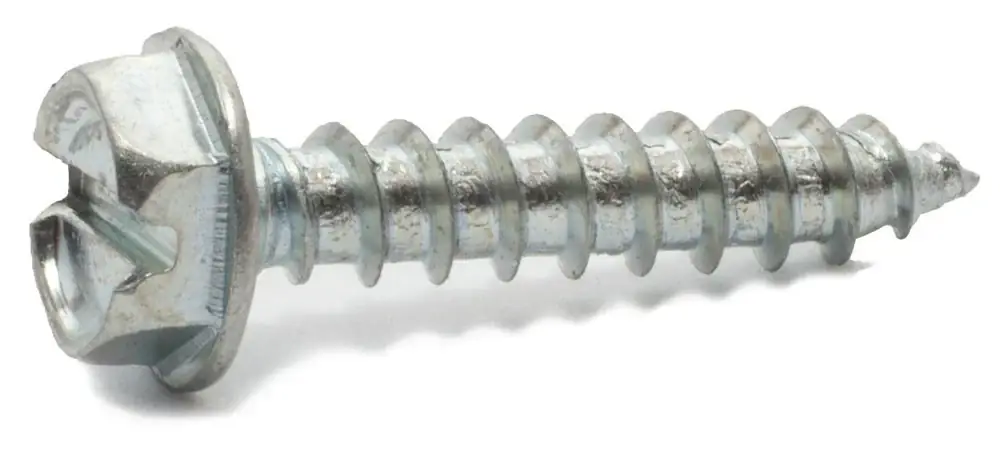 Crafted 3/8 X 2-1/2" Type A Sheet Metal Screws Indented Hex Washer Head Slotted Drive Steel Zinc Plated (300 / Pkg.)