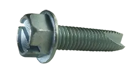 3/8-16 X 1-1/2" Type 23 Thread Cutting Screws Indented Hex Washer Head Slotted Drive Steel Zinc & Bake (500 / Pkg.) Brand New