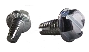 Cheap 1/4-20 X 1/2" Type 1 Thread Cutting Screws Serrated Indented Hex Washer Head Slotted Drive Steel Zinc & Bake (4000 / Pkg.)