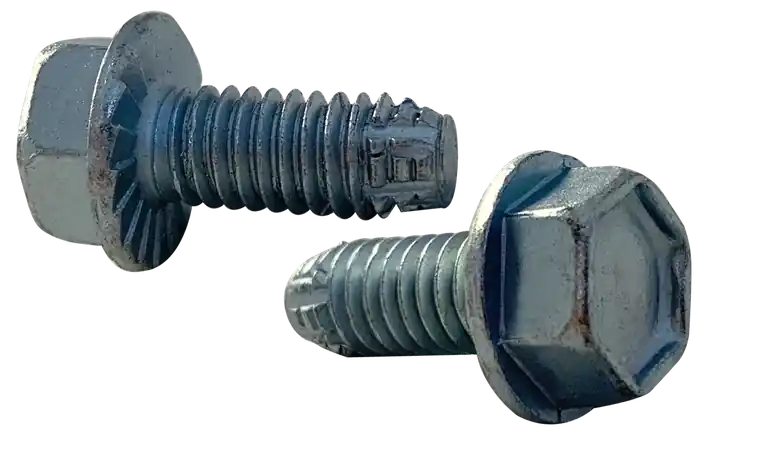 Fresh Stock 3/8-16 X 1" Type F Thread Cutting Screws Serrated Indented Hex Washer Head Unslotted Drive Steel Zinc & Bake (800 / Pkg.)
