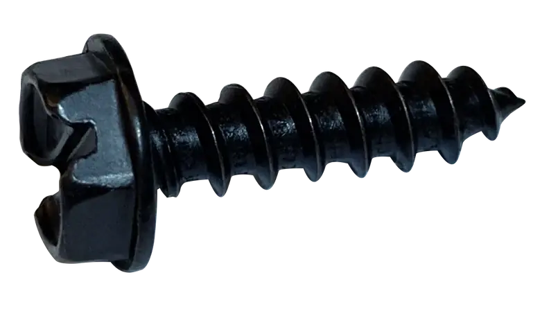 Popular 1/4 X 3/4" Type AB Self Tapping Sheet Metal Screws Indented Hex Washer Head Slotted Drive Steel Black Zinc & Bake (3000/Pkg.)