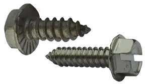 10 X 1/2" Type AB Self Tapping Sheet Metal Screws Serrated Indented Hex Washer Head Slotted Drive 18/8 Stainless Steel (3000/Pkg.) Affordable