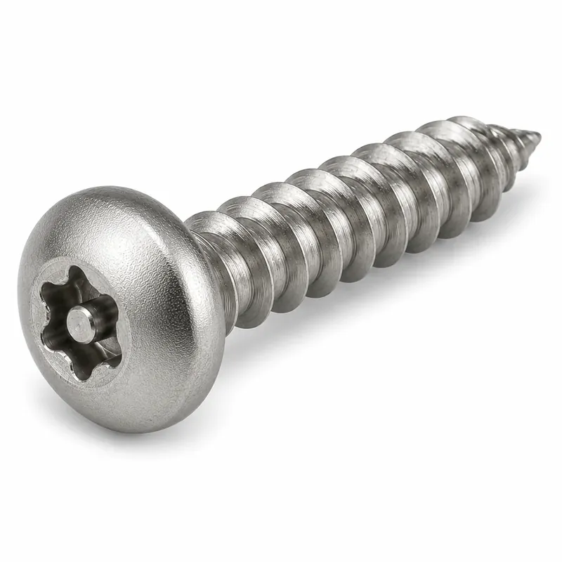 Budget 6 X 1" Tamper Resistant Sheet Metal Screws Button Head Pin-In Six Lobe Drive Steel Zinc Plated (100 / Pkg.)