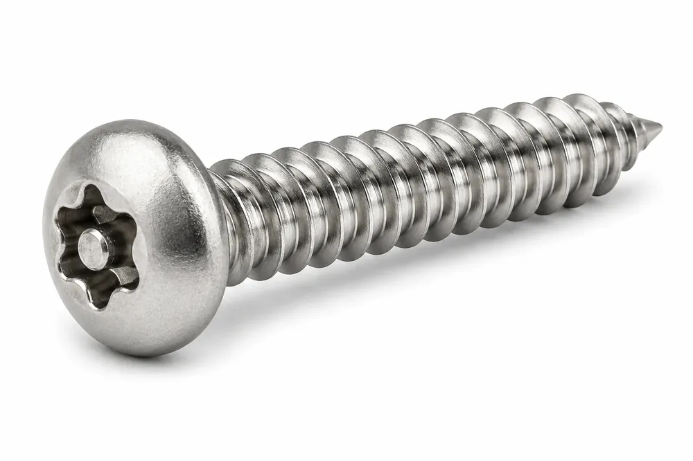 Super Sale 6 X 3/4" Type AB Tamper Resistant Sheet Metal Screws Button Head Pin-In Six Lobe Drive 18/8 Stainless Steel (100 / Pkg.)