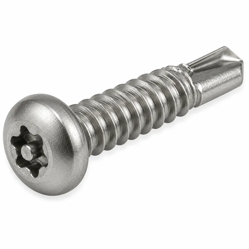 8 X 1-1/4" Tamper Resistant Self-Drilling Screws Pan Head Pin-In Six Lobe Drive (T20) 410 Stainless Steel (100 / Pkg.) Top Rated