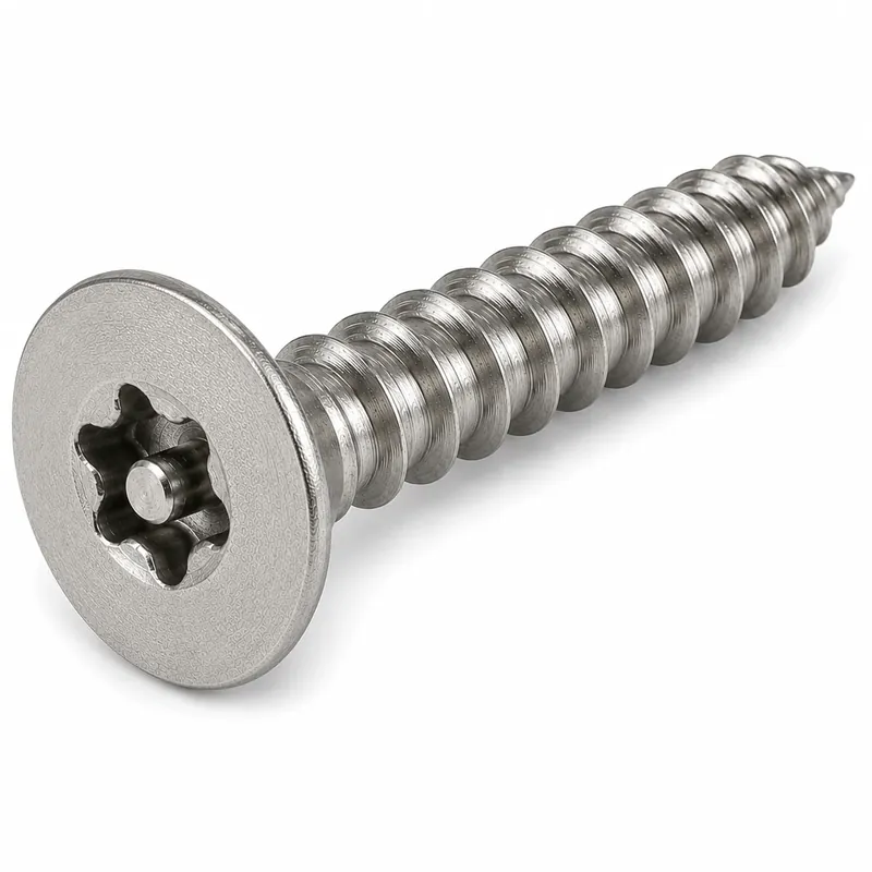 Super Sale 10 X 1/2" Tamper Resistant Sheet Metal Screws Flat Head Pin-In Six Lobe Drive 18/8 Stainless Steel (100 / Pkg.)