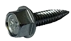 Fresh Stock 10-16 x 3" Self-Piercing Screws Unslotted Hex Washer Head Serrated 1/4" Across Flats Steel Zinc & Bake (1500 / Pkg.)
