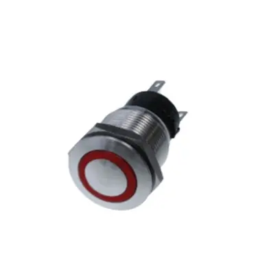 PD-2E-DC-9-RL Switch Components – Anti-Vandal 19mm 8P DPDT ON-(ON) Red LED IP67 Markdown