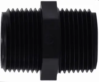 Buy Today Midland Metal 28613P Hex Nipple, 3/8 in MPT x 3/8 in MPT, Polypropylene, Black