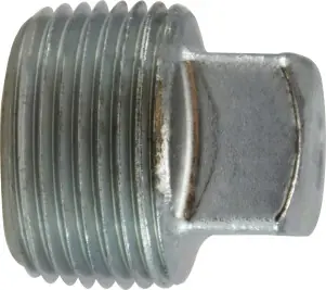 Discount Midland Metal 66655 Square Head Plug, 1 in MNPT, Steel, Zinc-Plated