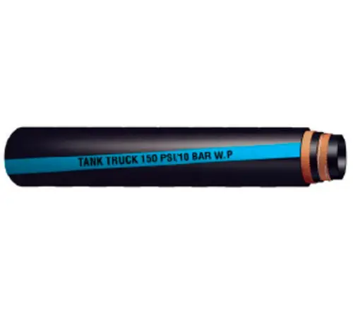 Buchanan Rubber TLB-250 Tank Truck Hose, 100 ft L, 150 psi, Nitrile Rubber Tube, Black with Blue Stripe Hot Deal