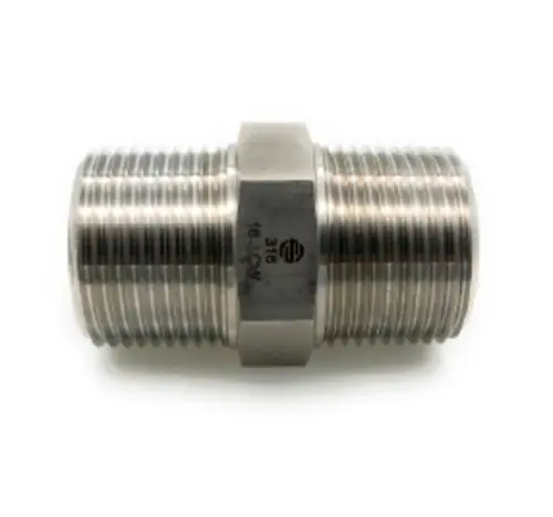 Weekend Sale Stainless Adapters SS5404-06-06 Reducing Hex Nipple, 3/4 in MNPT x 3/4 in MNPT, 1.448 in L, Stainless Steel