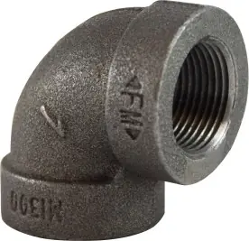 Midland Metal 69102 90 deg Elbow, 3/8 in FPT x 3/8 in FPT, Iron, Black, XH Schedule, 300 lb Fast Shipping