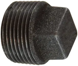 Midland Metal 65657 Cored Square Head Plug, 1-1/2 in MPT, Iron, Black Final Sale