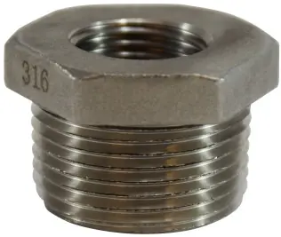 Next Day Delivery Midland Metal 63520 Reducer Hex Bushing, 1-1/2 in MPT x 3/8 in FPT, Stainless Steel, 150 lb