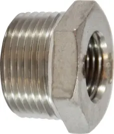 Markdown Midland Metal 62549 Reducer Hex Bushing, 3 in MPT x 1-1/4 in FPT, Stainless Steel, 150 lb