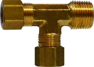 Midland Metal 18277 Run Tee, 5/16 in Tube OD x 1/4 in Male NPTF x 5/16 in Tube OD, Brass While Supplies Last