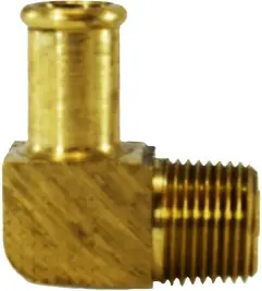 Hassle-Free Returns Midland Metal 32191 90 deg Elbow, 1/2 in Bubble Barbed x 1/2 in MIP, Brass