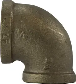 Brand New Midland Metal 44137LF 90 deg Reducing Elbow, 1-1/2 in FPT x 1 in FPT, Bronze
