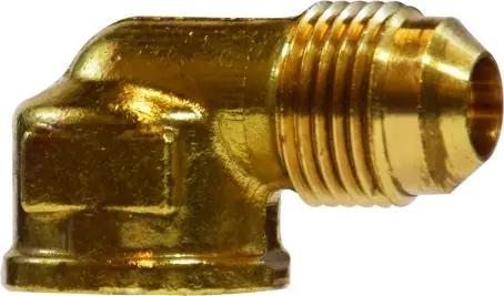 Midland Metal 10330 90 deg Elbow, 3/4 in Male Flared x 1/2 in FNPTF, Brass Luxury