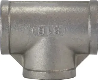 Best Choice Midland Metal 63251 Pipe Tee, 1/4 in FPT x 1/4 in FPT x 1/4 in FPT, Stainless Steel, 150 lb