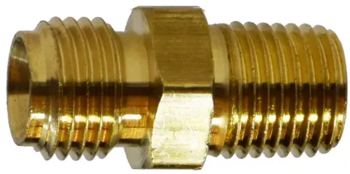 Discount Midland Metal 32438 Right Hand Connector, 9/16 in Hose x 9/16 in Welded, Brass
