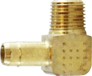 Markdown Midland Metal 21119 90 deg Single Barb Elbow, 3/8 in Tube OD x 1/4 in MIP, Brass