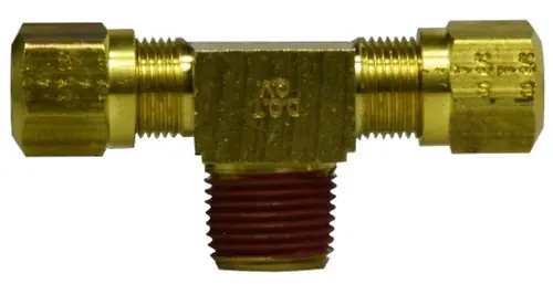 Midland Metal 38132 Branch Tee, 3/8 in Tube OD x 1/4 in Tube OD x 1/4 in MNPTF, Brass Popular