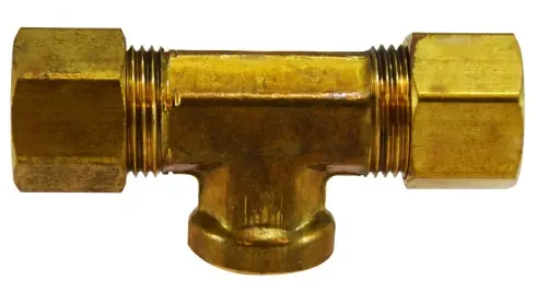 Midland Metal 18323 Branch Tee, 3/8 in Compression x 3/8 in Compression x 3/8 in FNPTF, Brass Fan Favorite