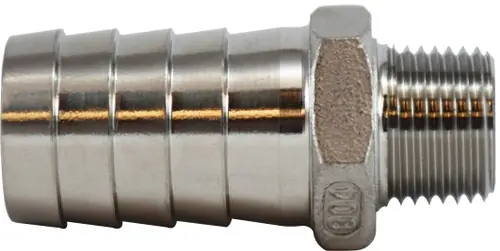 Midland Metal 73976 Reducing Nose Nipple, 1 in Hose Barbed x 1/2 in Male BSP, Stainless Steel Limited Time