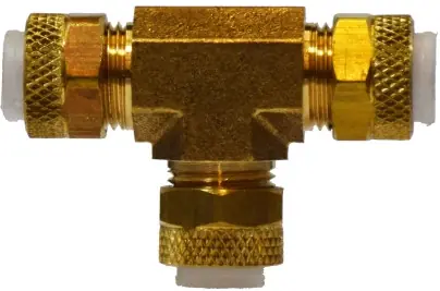 Affordable Midland Metal Poly-Flo 20252 Union Tee, 3/8 in Tube OD x 3/8 in Tube OD x 3/8 in Tube OD, Brass