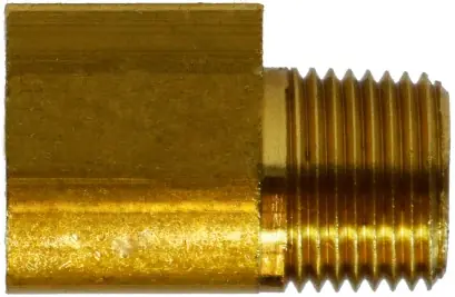 Midland Metal 12065 90 deg Elbow, 3/8 in Female Inverted Flared x 3/8 in MNPTF, Brass Free Returns
