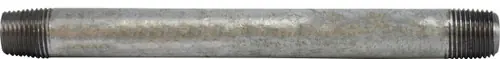 Midland Metal 56011 Welded Pipe Nipple, 1/8 in MPT x 1/8 in MPT, 6 in L, Steel, Galvanized, SCH 40 Schedule Professional Grade