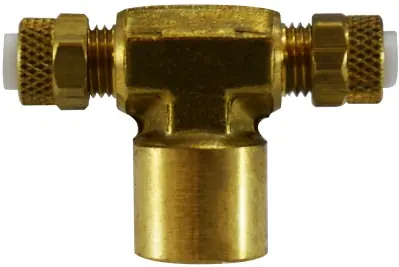 Midland Metal Poly-Flo 20328 Branch Tee, 1/4 in Tube OD x 1/4 in FNPTF x 1/4 in FNPT, Brass Next Day Delivery