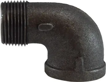 Deal Midland Metal 65162 90 deg Street Elbow, 3/8 in MPT x 3/8 in FPT, Iron, Black, 150 lb