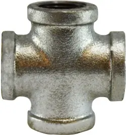 Midland Metal 64392 Cross, 3/8 in FPT x 3/8 in FPT x 3/8 in FPT x 3/8 in FPT, Iron, Galvanized Next Day Delivery
