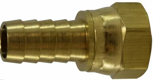 Midland Metal 32107C Dual Flare Swivel, 3/16 in Hose Barbed x 1/4 in, Brass Crafted