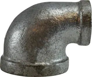 Midland Metal 64142 90 deg Reducing Elbow, 2 in FPT x 1-1/2 in FPT, Iron, Galvanized, 150 lb Genuine