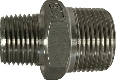 Bargain Midland Metal 63744 Reducing Hex Nipple, 1/2 in MPT x 1/4 in MPT, Stainless Steel
