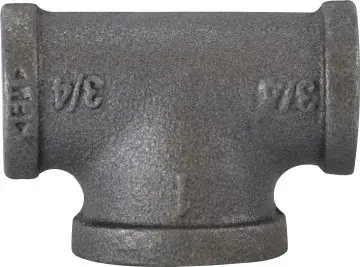 Free Returns Midland Metal 65289 Bullhead Tee, 3/4 in FPT x 3/4 in FPT x 1 in FPT, Iron, Black, 150 lb