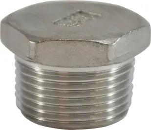 Midland Metal 63637 Cored Hex Head Plug, 1-1/2 in MPT, Stainless Steel, 150 lb Luxury