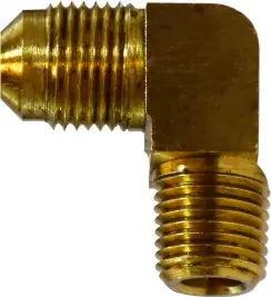 Buy Today Midland Metal 10293B 90 deg Barstock Elbow, 3/8 in Male Flared x 1/8 in Male NPTF, Brass