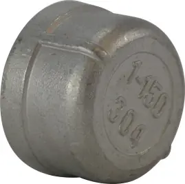 Midland Metal 63472 Cap, 3/8 in FPT, Stainless Steel, 150 lb Brand New
